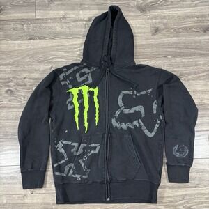 Vintage Fox Racing X Monster Energy Ricky Carmichael #4 BMX Zip Up Hoodie L Y2K‎
